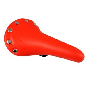 SELLE ROUTE/FIXIE IMITATION CUIR ROUGE RIVET INOX
