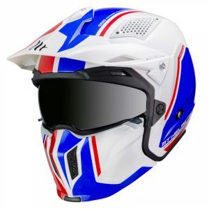 CASQUE TRIAL MT STREETFIGHTER SV TWIN BLANC-BLEU-ROUGE BRILLANT