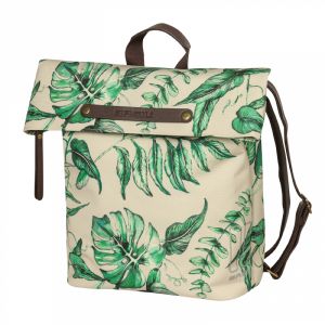 SACOCHE ARRIERE VELO LATERALE SAC A DOS BASIL EVERGREEN DAYPACK BEIGE POIGNEE CUIR DROIT-GAUCHE 14-19L FIXATION HOOK-ON PORTE BAGAGE FERMETURE PLIANT ANTI-PLUIE
