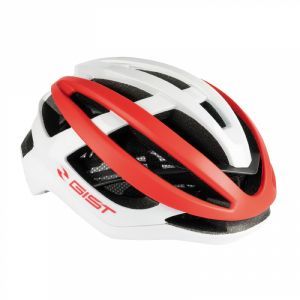 CASQUE VELO ADULTE GIST ROUTE SONAR BLANC-ROUGE FULL IN-MOLD TAILLE 54-59 REGLAGE MOLETTE