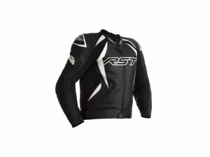Blouson RST Tractech EVO 4 CE cuir noir bandes blanches taille XS homme