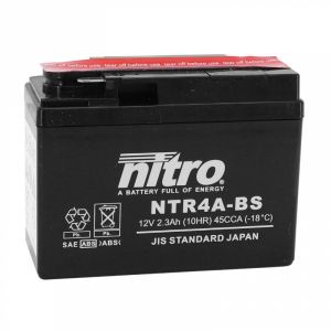 BATTERIE 12V  2,3 Ah NTR4A-BS NITRO MF SANS ENTRETIEN AVEC PACK ACIDE  (Lg114xL49xH86mm)