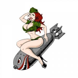 AUTOCOLLANT-STICKER LETHAL THREAT MINI PIN UP BOMBE (60x80mm)