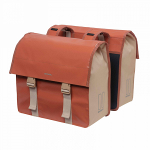 SACOCHE ARRIERE VELO DOUBLE BASIL URBAN LOAD IMPERMEABLE TERRE ROUGE-ROSE 48-53L (41x18x46cm) WATERPROOF
