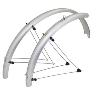 GARDE BOUE VTT TRINGLES 26" STRONGLIGHT COUNTRY 60mm ARGENT (PAIRE) AVEC FIXATION CLASSIC TRINGLES INOX