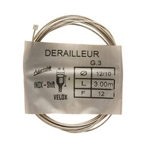 CABLE DE DERAILLEUR VELOX INOX POUR SHIMANO  12-10  3,00M  (BOITE DE 25 CABLES)