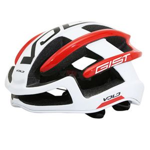 CASQUE VELO ADULTE GIST ROUTE VOLO BLANC-ROUGE BRILLANT FULL IN-MOLD TAILLE 56-62 REGLAGE MOLETTE 210GRS